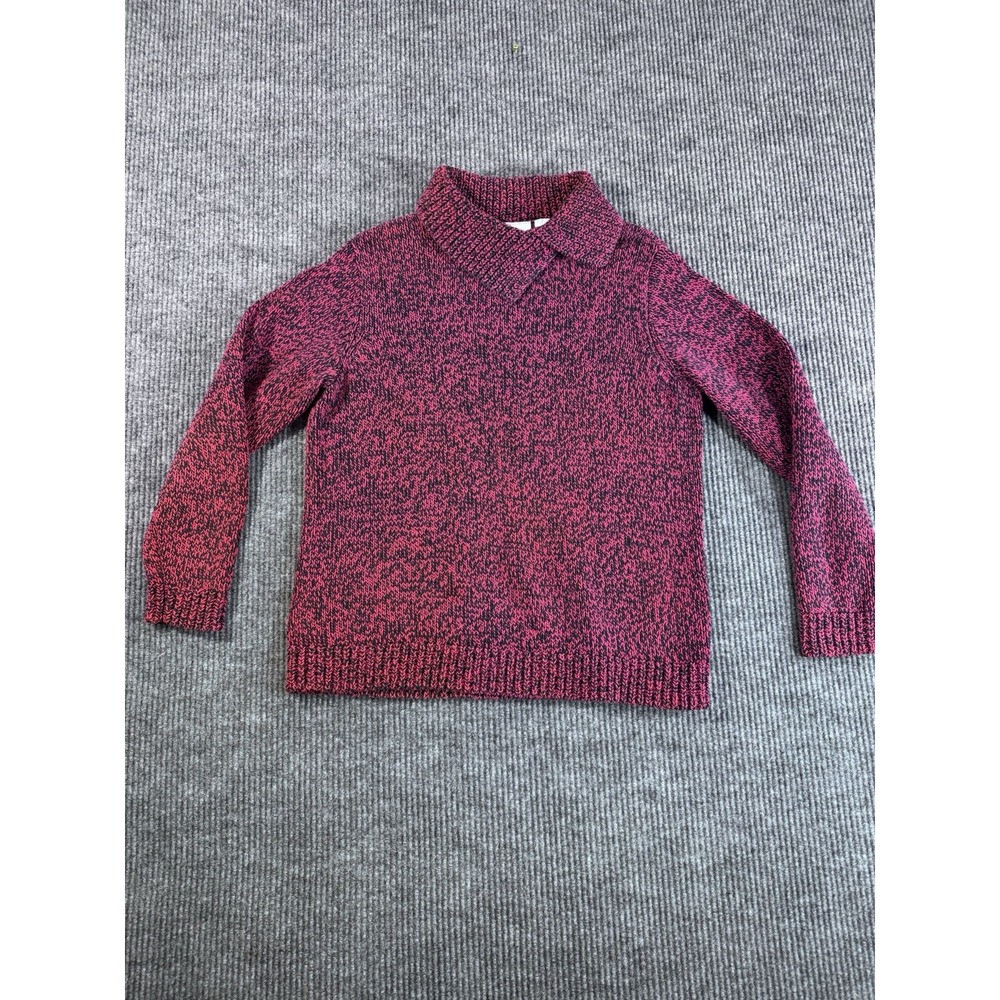 Liz‎ Claiborne Red Black Collared Knit Pullover Sweater XL Long Sleeve Women